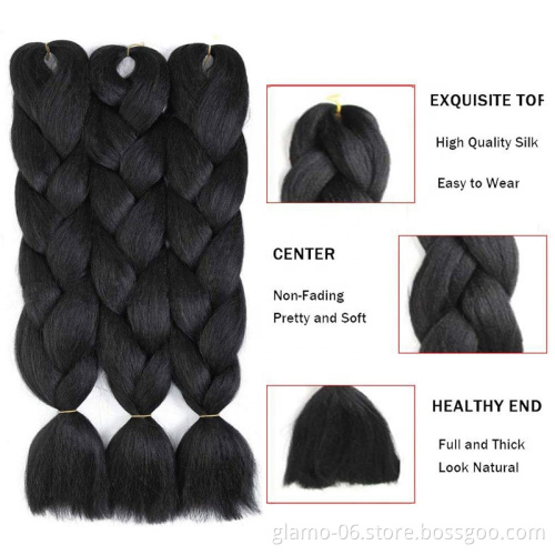 Jumbo Crochet Box Braids Senegalese Twist Hair Extension Xpression Braids Synthetic Braiding Hair Pre Stretch 82 Inch Pure Color